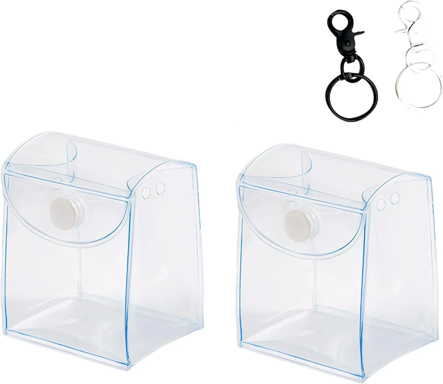 2 PCS Square Keychain Pouch Ita Bag Accessories Clear Display Case for Figures Bag Charms Small Pendant