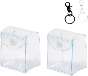 2 PCS Square Keychain Pouch Ita Bag Accessories Clear Display Case for Figures Bag Charms Small Pendant