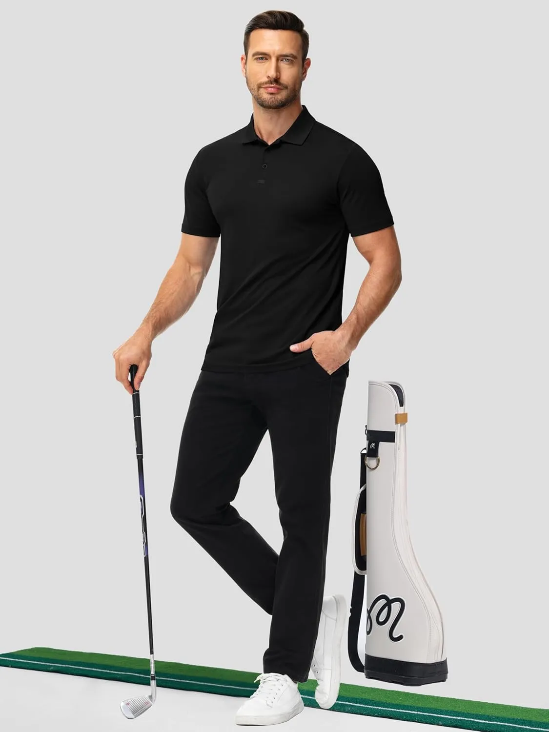 3 Pack Polo Shirts for Men Golf Performance Moisture Wicking Breathable Athletic Polyester Work Sport Polos