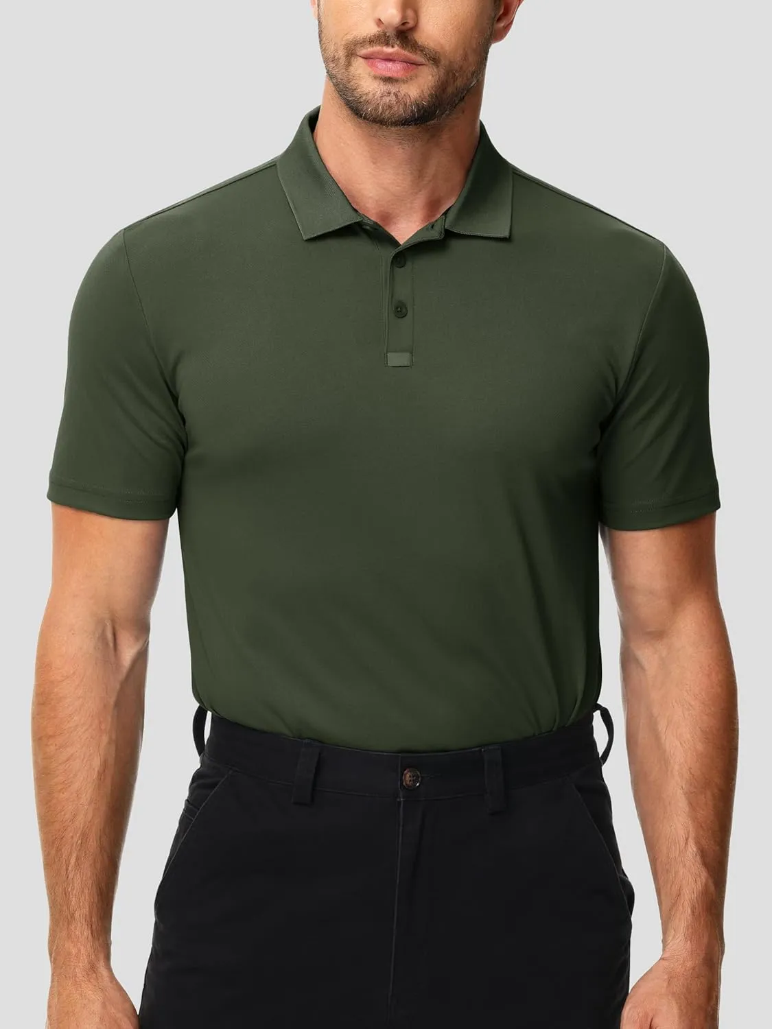 3 Pack Polo Shirts for Men Golf Performance Moisture Wicking Breathable Athletic Polyester Work Sport Polos