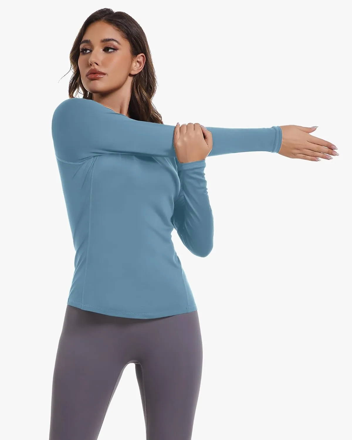 4 Pack Women's Compression Shirts Long Sleeve Athletic Workout Tops Sun Protection Cool Dry Undershirt for Yoga Gym