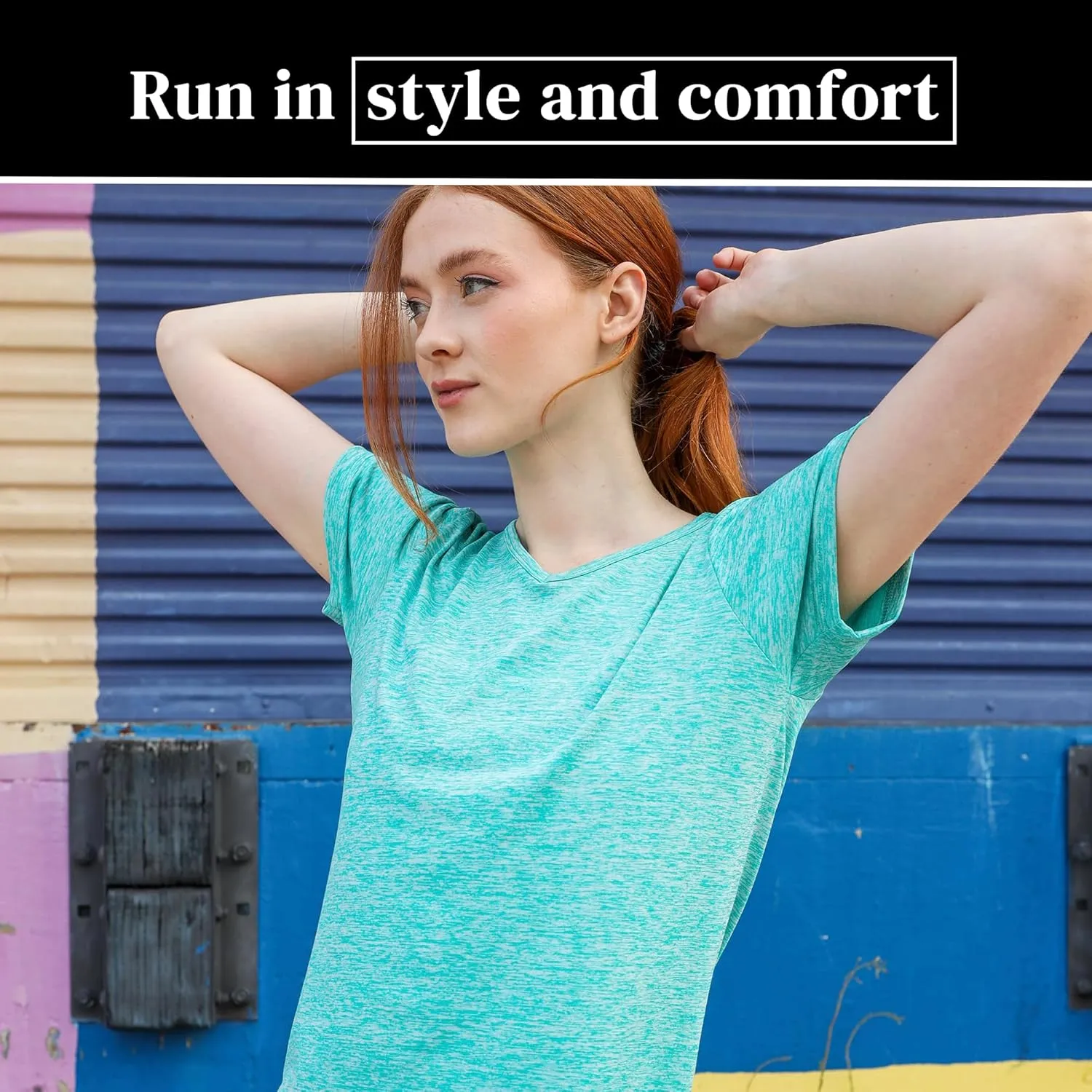 [5 Pack] Womens Dry-Fit Wicking V-Neck T Shirts Activewear Running Yoga Workout Gym Tee Top