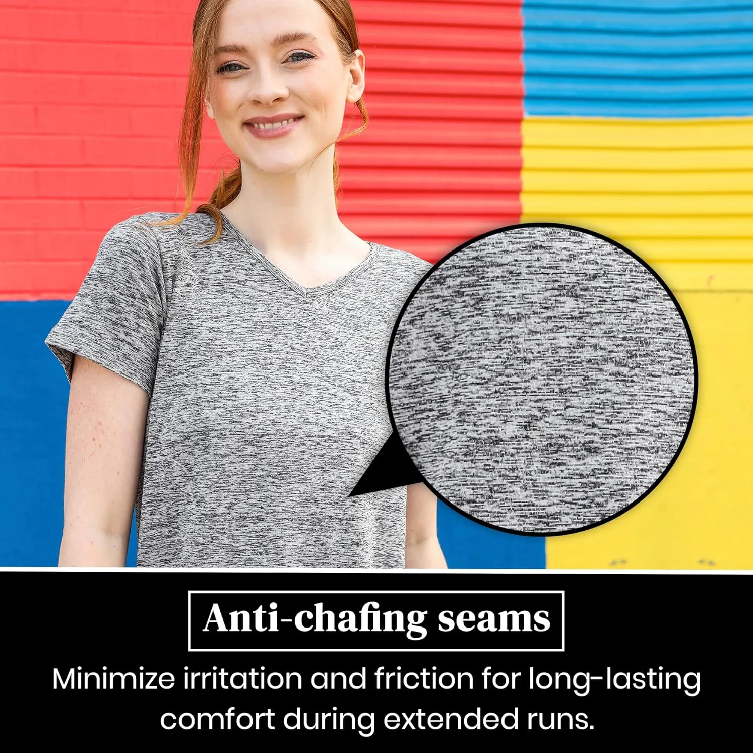 [5 Pack] Womens Dry-Fit Wicking V-Neck T Shirts Activewear Running Yoga Workout Gym Tee Top