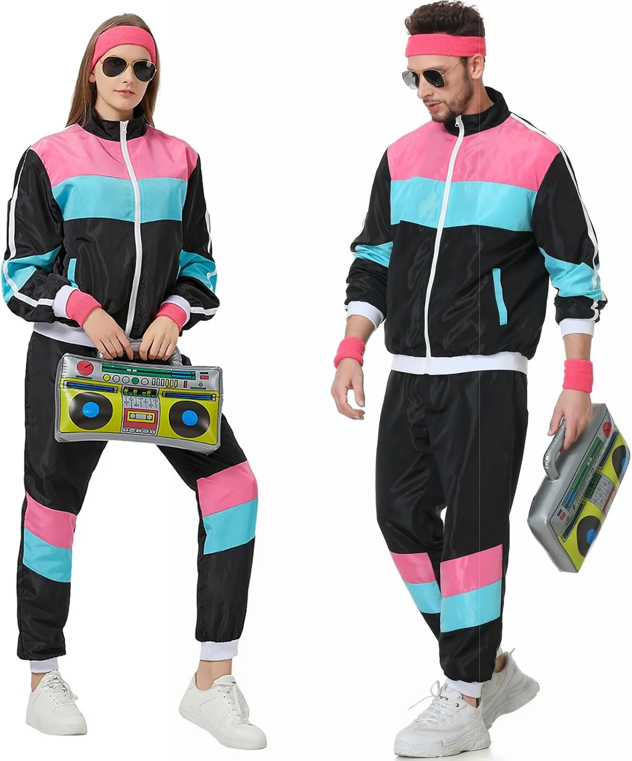 80s Tracksuit for Men Women 90s Windbreaker Retro Track Suit Costume 80s Outfit for Couples