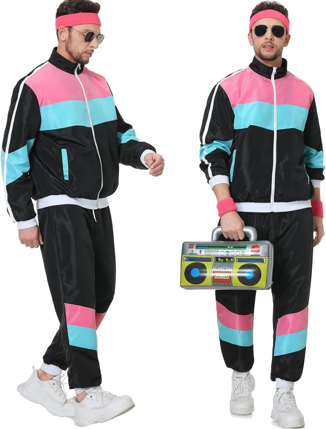 80s Tracksuit for Men Women 90s Windbreaker Retro Track Suit Costume 80s Outfit for Couples