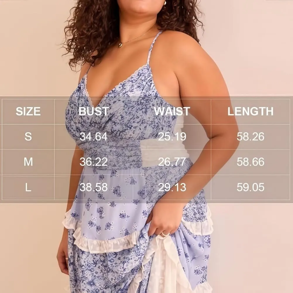 Adernlia Floral Maxi Dress, Boho Flowy Floral Summer Patchwork Maxi Dresses Sleeveless, Y2k Long Sundresses for Women