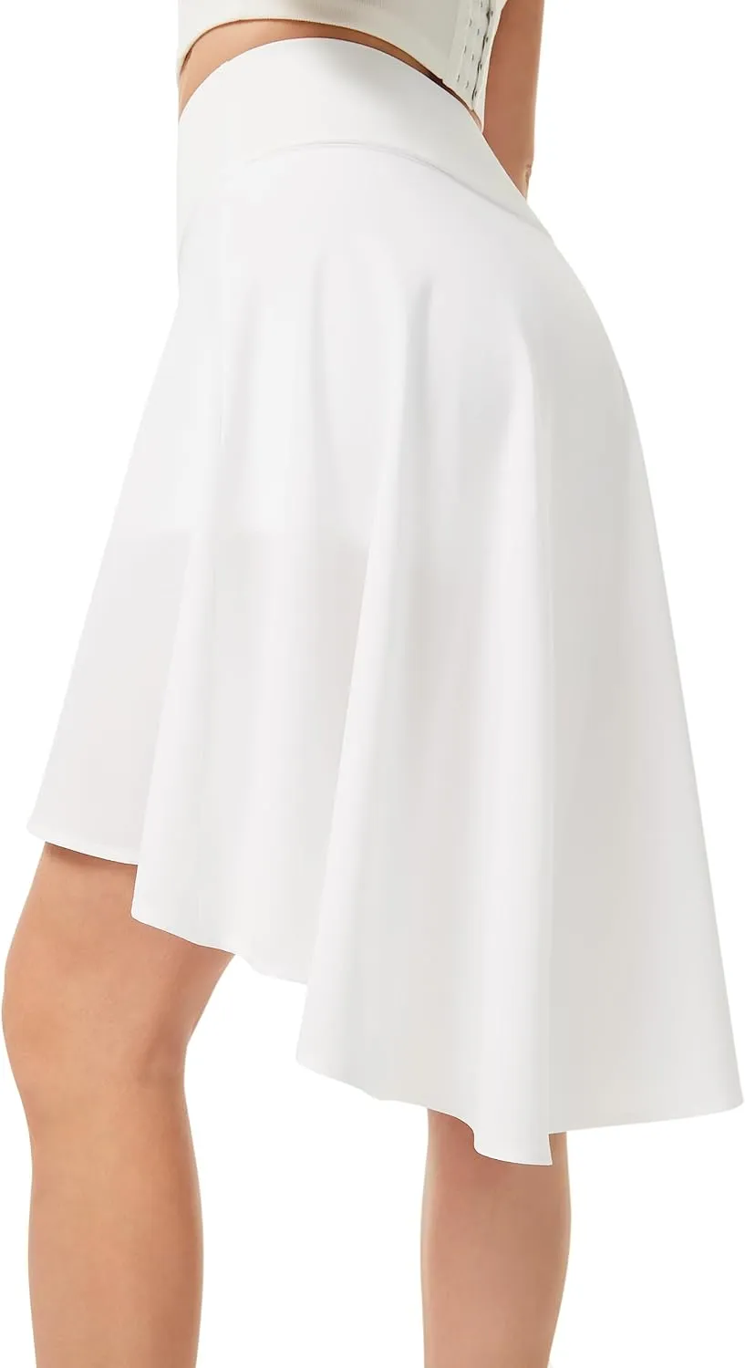 AFITNE Womens Flowy Dance Skirts with Shorts Summer Ruffle High Low Ballet Casual Skorts with Pocket Quick Dry Lightweight
