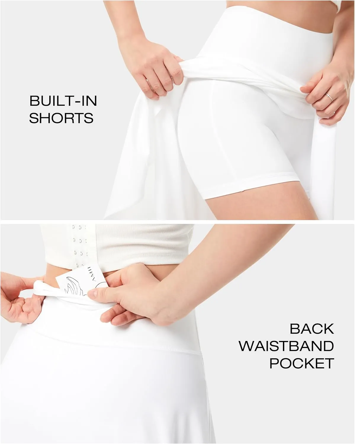 AFITNE Womens Flowy Dance Skirts with Shorts Summer Ruffle High Low Ballet Casual Skorts with Pocket Quick Dry Lightweight