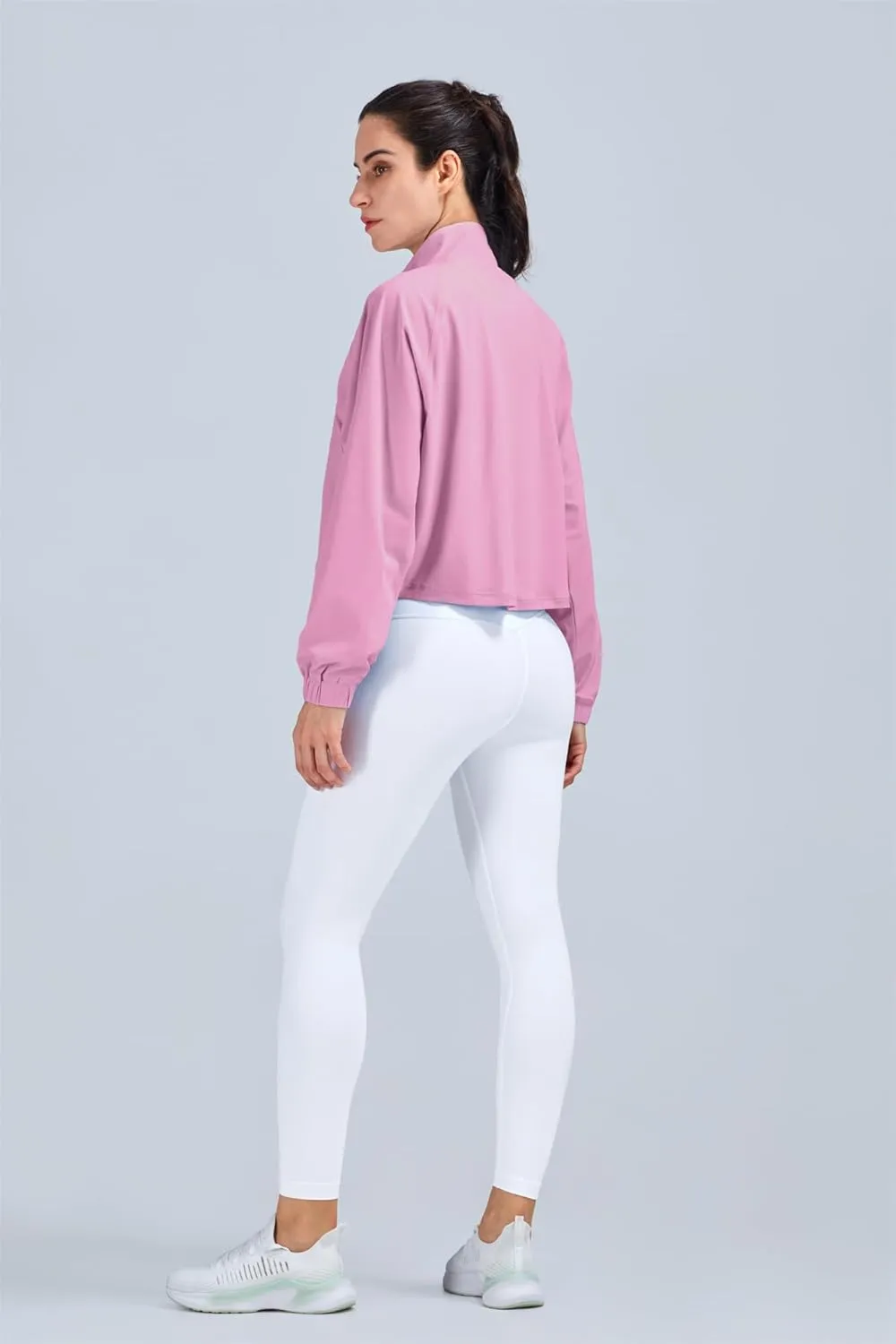 altiland Women's Athletic Running Yoga Gym Track Zip Up Cropped Jackets UPF 50  Sun Protection Long Sleeve Workout Shirts