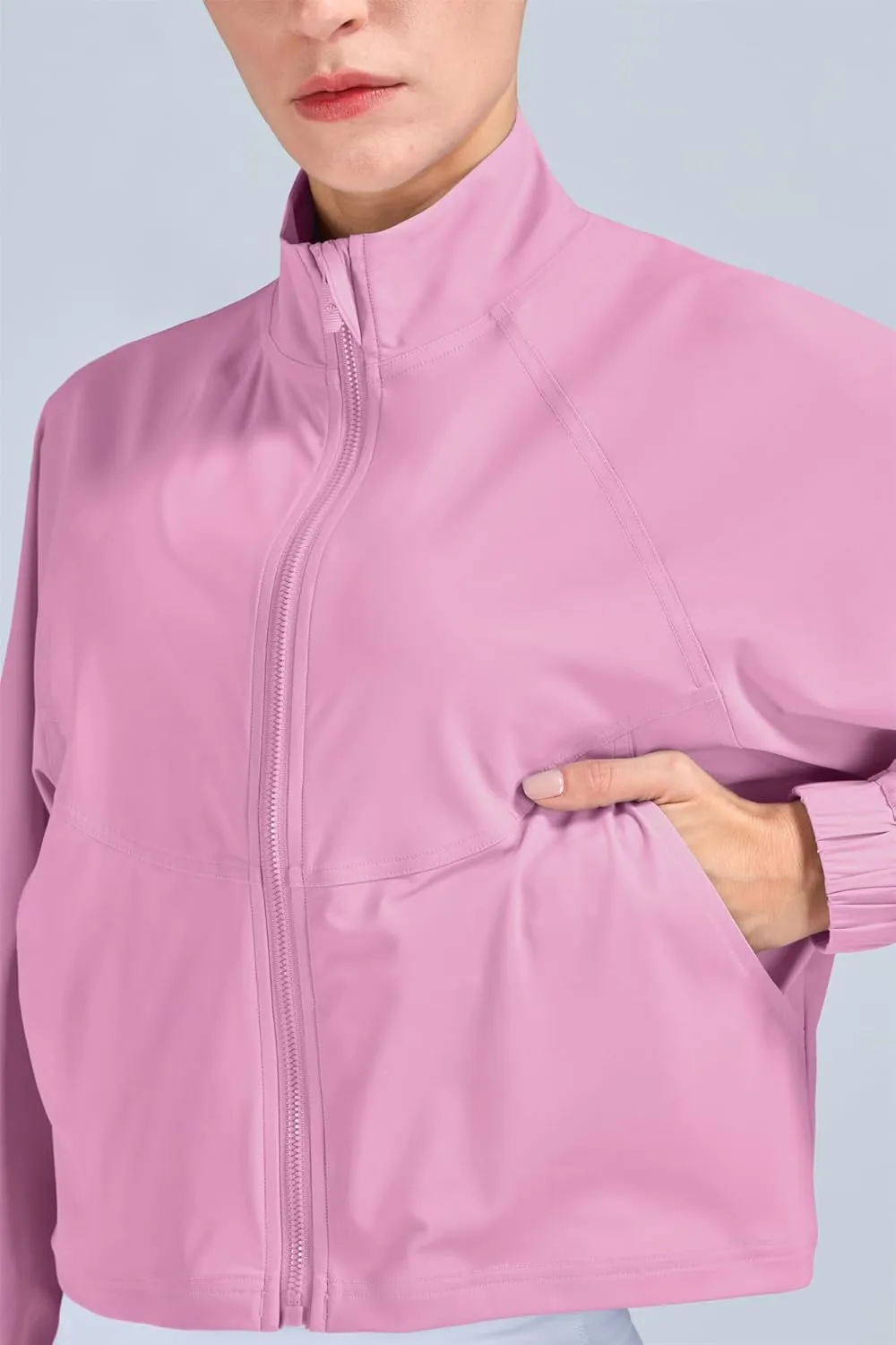 altiland Women's Athletic Running Yoga Gym Track Zip Up Cropped Jackets UPF 50  Sun Protection Long Sleeve Workout Shirts