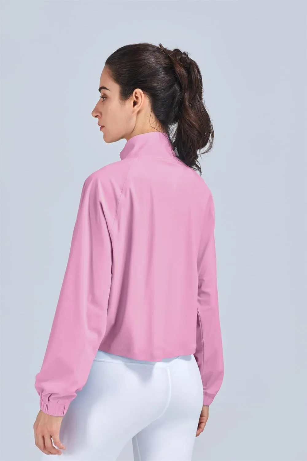 altiland Women's Athletic Running Yoga Gym Track Zip Up Cropped Jackets UPF 50  Sun Protection Long Sleeve Workout Shirts