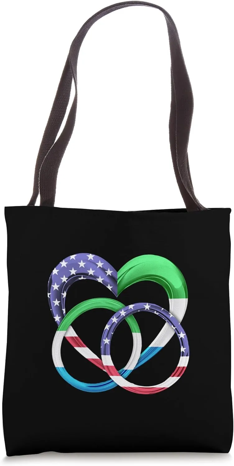 American Flag Heart Wedding Rings Marriage Sierra Leone Tote Bag