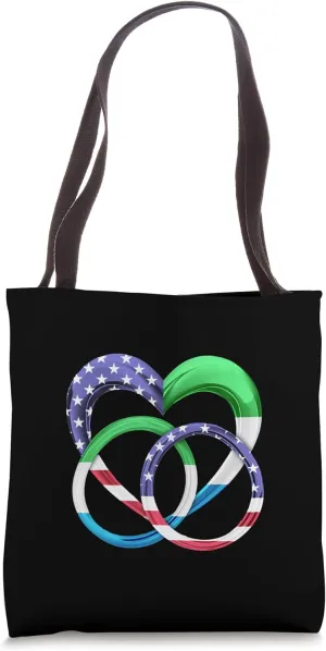American Flag Heart Wedding Rings Marriage Sierra Leone Tote Bag