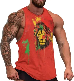 Animal Print Tank Tops for Men 2025 Summer Cotton Sport Tank Sleeveless Workout T-Shirts Athletic Undershirts