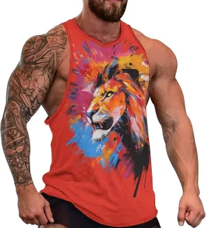 Animal Print Tank Tops for Men 2025 Summer Cotton Sport Tank Sleeveless Workout T-Shirts Athletic Undershirts