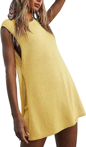 Aonoapll Women Summer Sweater Shorts Set Knit Sleeveless Slit Tank Top Shorts Matching Set 2 Piece Pj Sets Loungewear