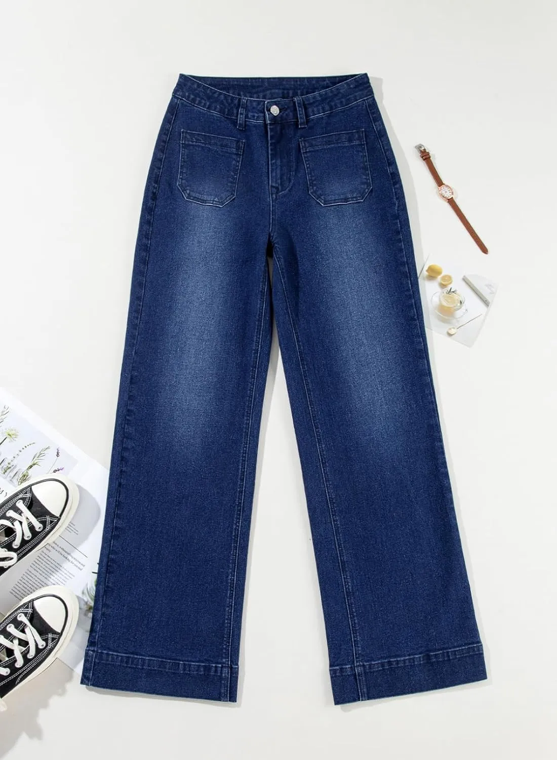 Astylish Women's Wide Leg Jeans High Waisted Stretchy Straight Leg Jeans Loose Trendy Denim Pants with Pocket
