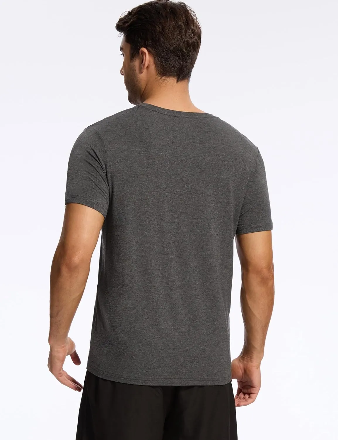 Bamboo-derived Viscose Men's Pajama Tops Summer Short Sleeve Basic Sleep Shirt