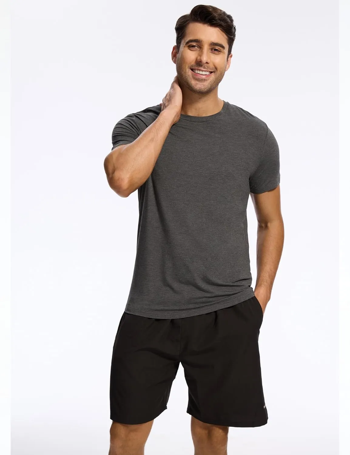 Bamboo-derived Viscose Men's Pajama Tops Summer Short Sleeve Basic Sleep Shirt
