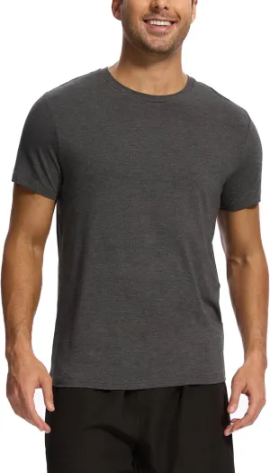 Bamboo-derived Viscose Men's Pajama Tops Summer Short Sleeve Basic Sleep Shirt