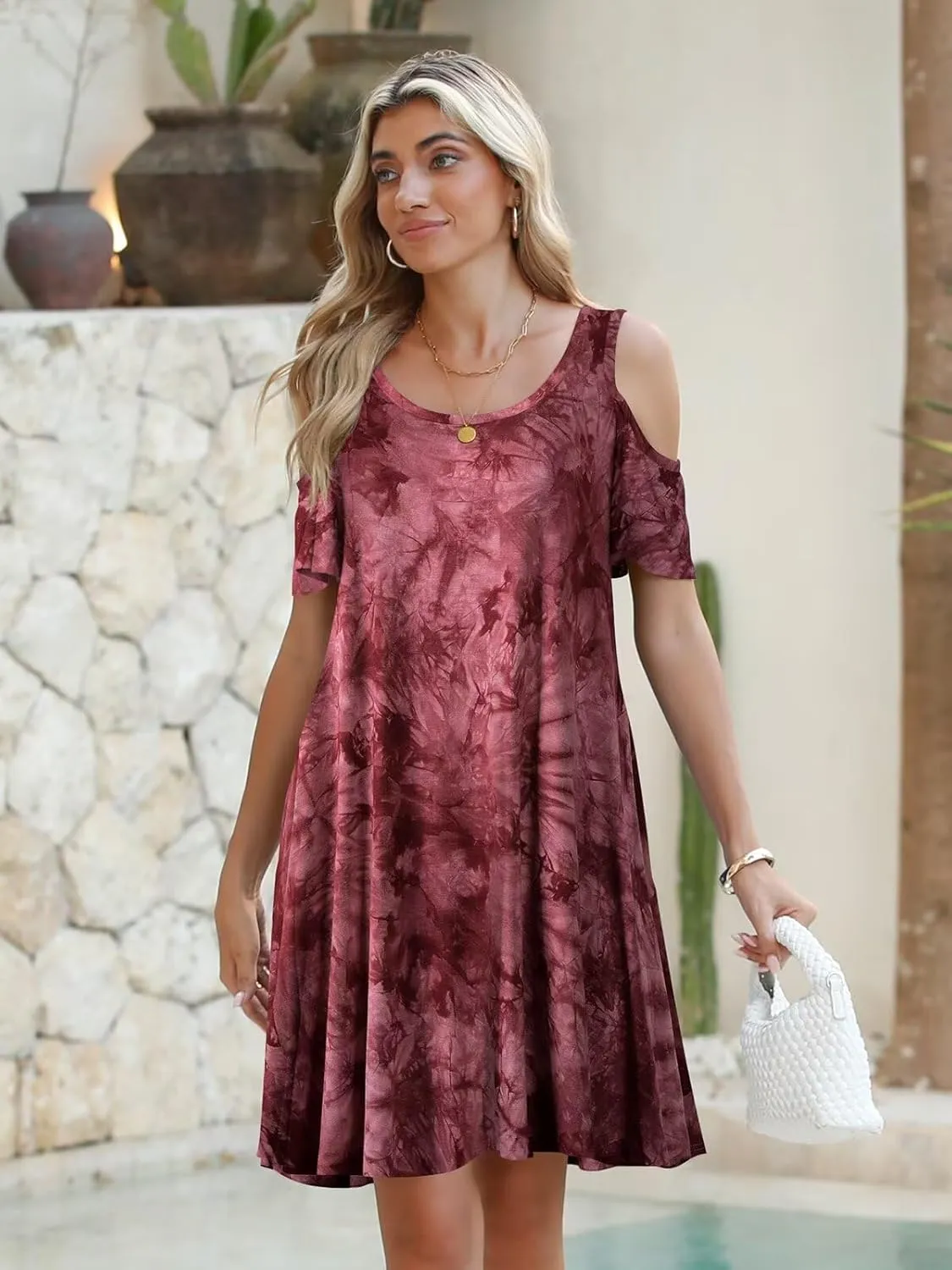 BELAROI Womens Plus Size Dresses Short Sleeve Cold Shoulder Casual T Shirt Swing Dress Summer Beach Sundress