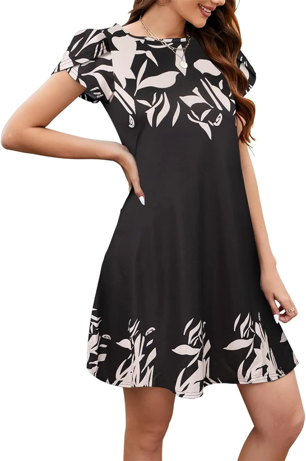 Bluetime Summer Dresses for Women 2025 Beach Boho Sundress Short Sleeve Pockets Loose Casual Tshirt Dress