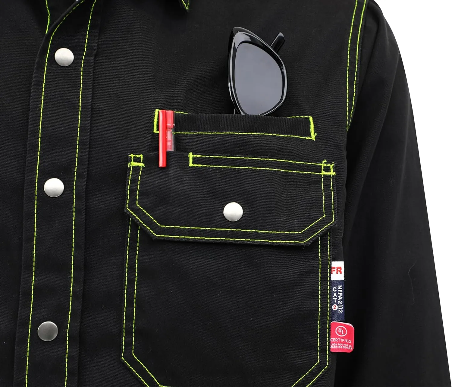 BOCOMAL FR Shirts for Men Snaps Down 7.5oz Water Repellent Fire Resistant Welding Jackets-NFPA2112 CAT2