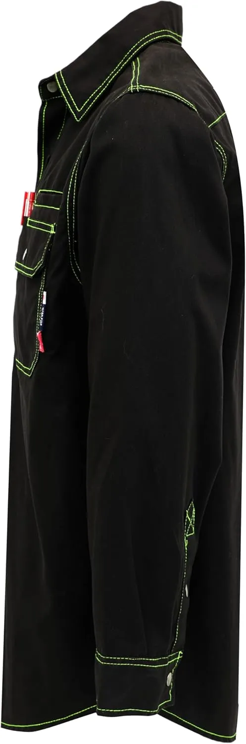 BOCOMAL FR Shirts for Men Snaps Down 7.5oz Water Repellent Fire Resistant Welding Jackets-NFPA2112 CAT2