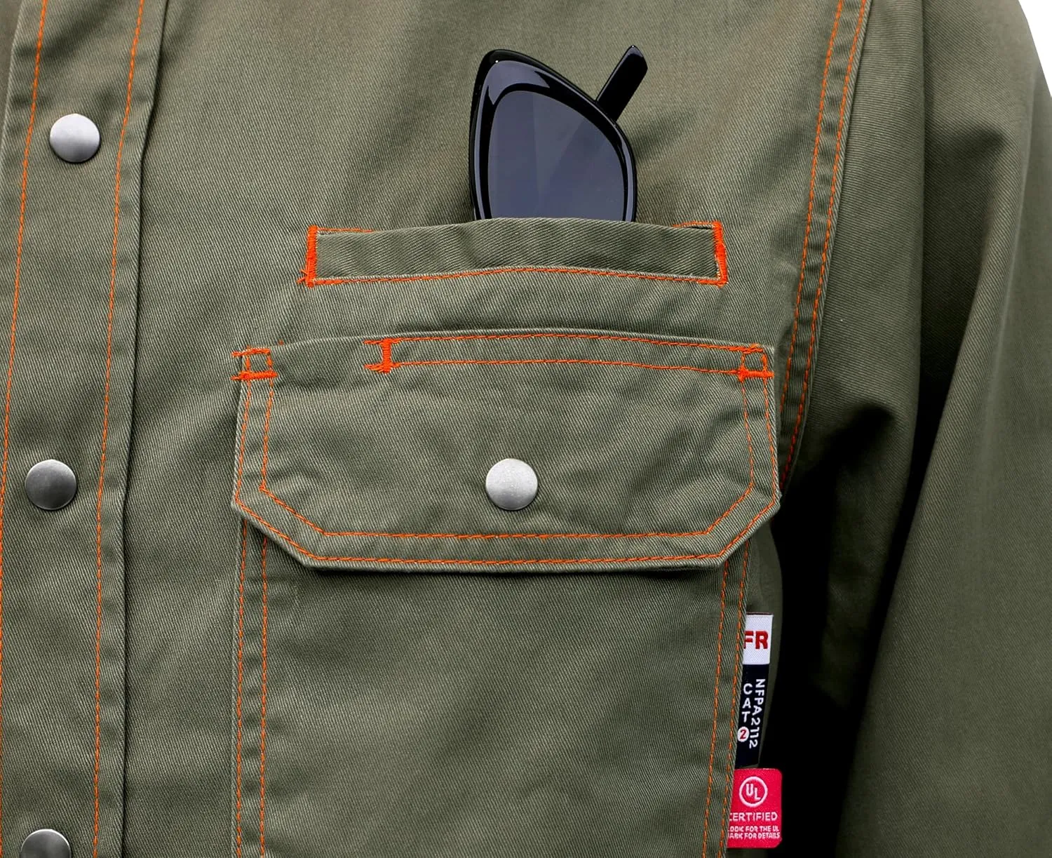 BOCOMAL FR Shirts for Men Snaps Down 7.5oz Water Repellent Fire Resistant Welding Jackets-NFPA2112 CAT2