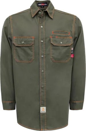 BOCOMAL FR Shirts for Men Snaps Down 7.5oz Water Repellent Fire Resistant Welding Jackets-NFPA2112 CAT2
