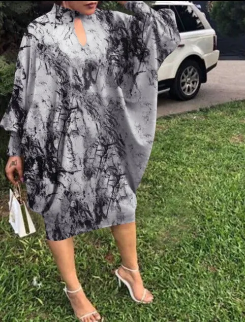 Bohemian Party Women Casual Autumn Dress Bat-Sleeve Sundress Knee-Length Dress