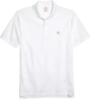 Brooks Brothers Mens Original Fit Mesh Cotton Performance Polo Shirt Bright White