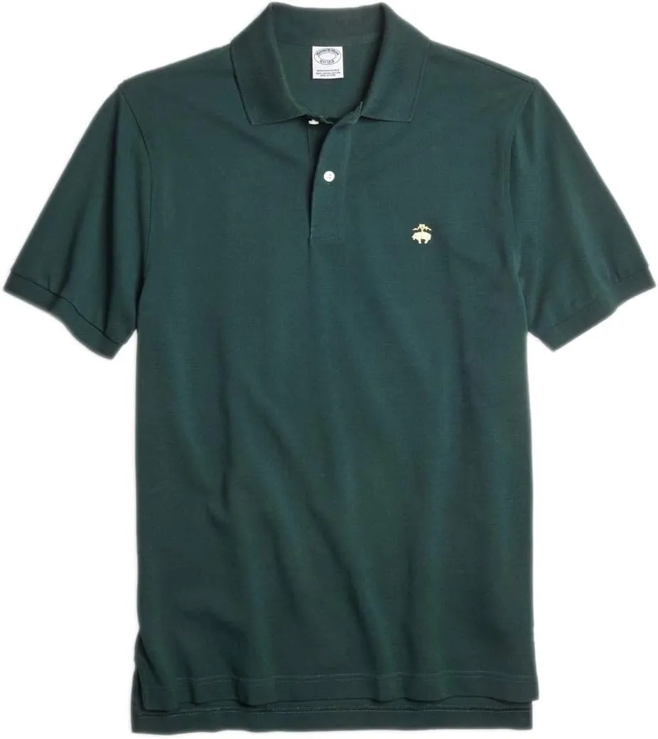 Brooks Brothers Mens Original Fit Mesh Cotton Performance Polo Shirt Bright White