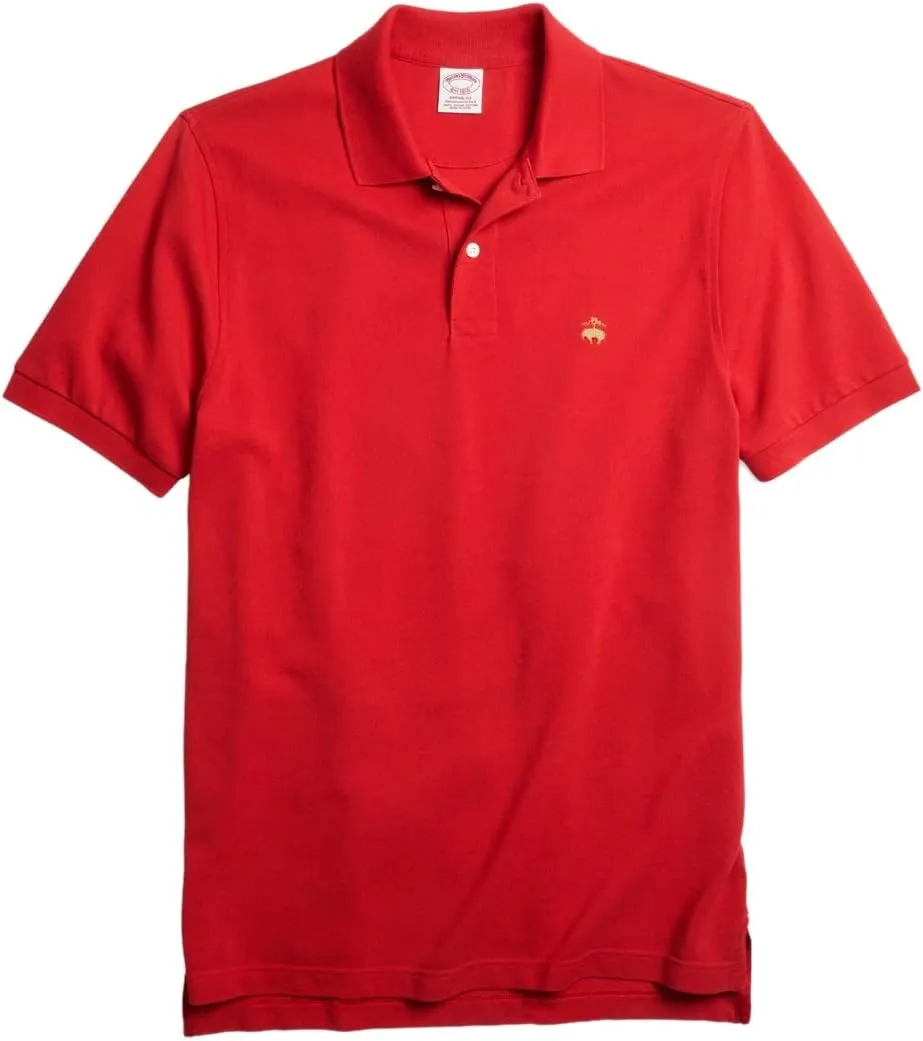 Brooks Brothers Mens Original Fit Mesh Cotton Performance Polo Shirt Bright White