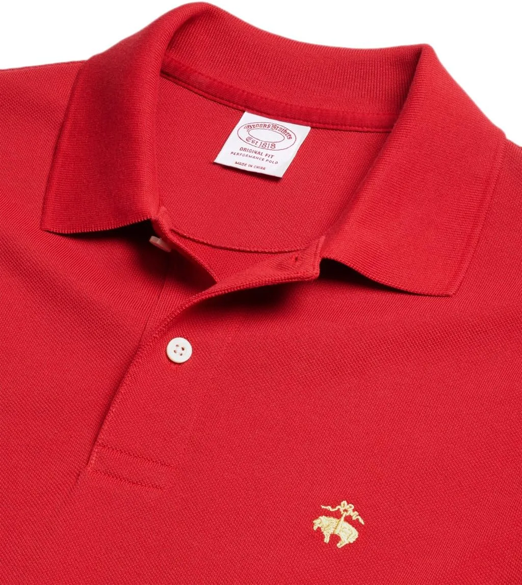 Brooks Brothers Mens Original Fit Mesh Cotton Performance Polo Shirt Bright White