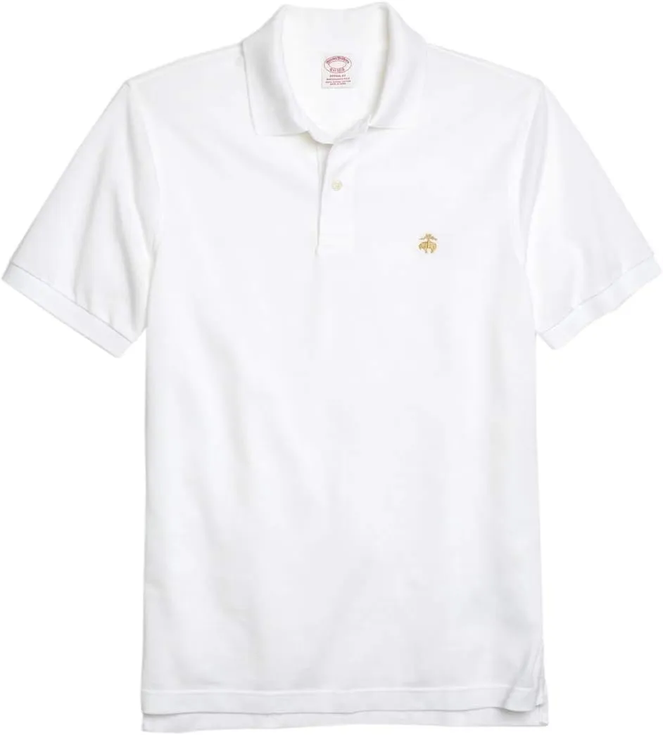 Brooks Brothers Mens Original Fit Mesh Cotton Performance Polo Shirt Bright White