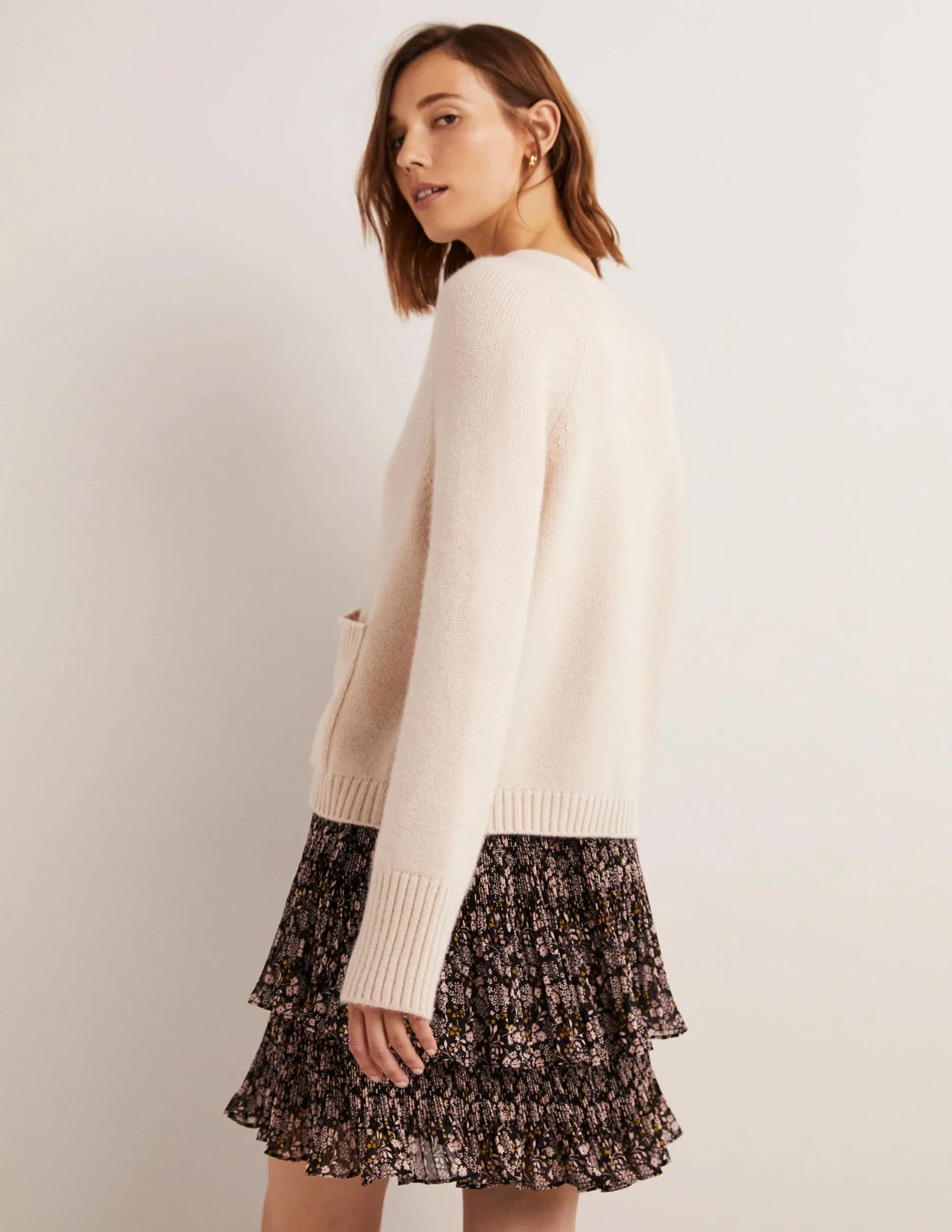 Cashmere Rib Cardigan-Rope