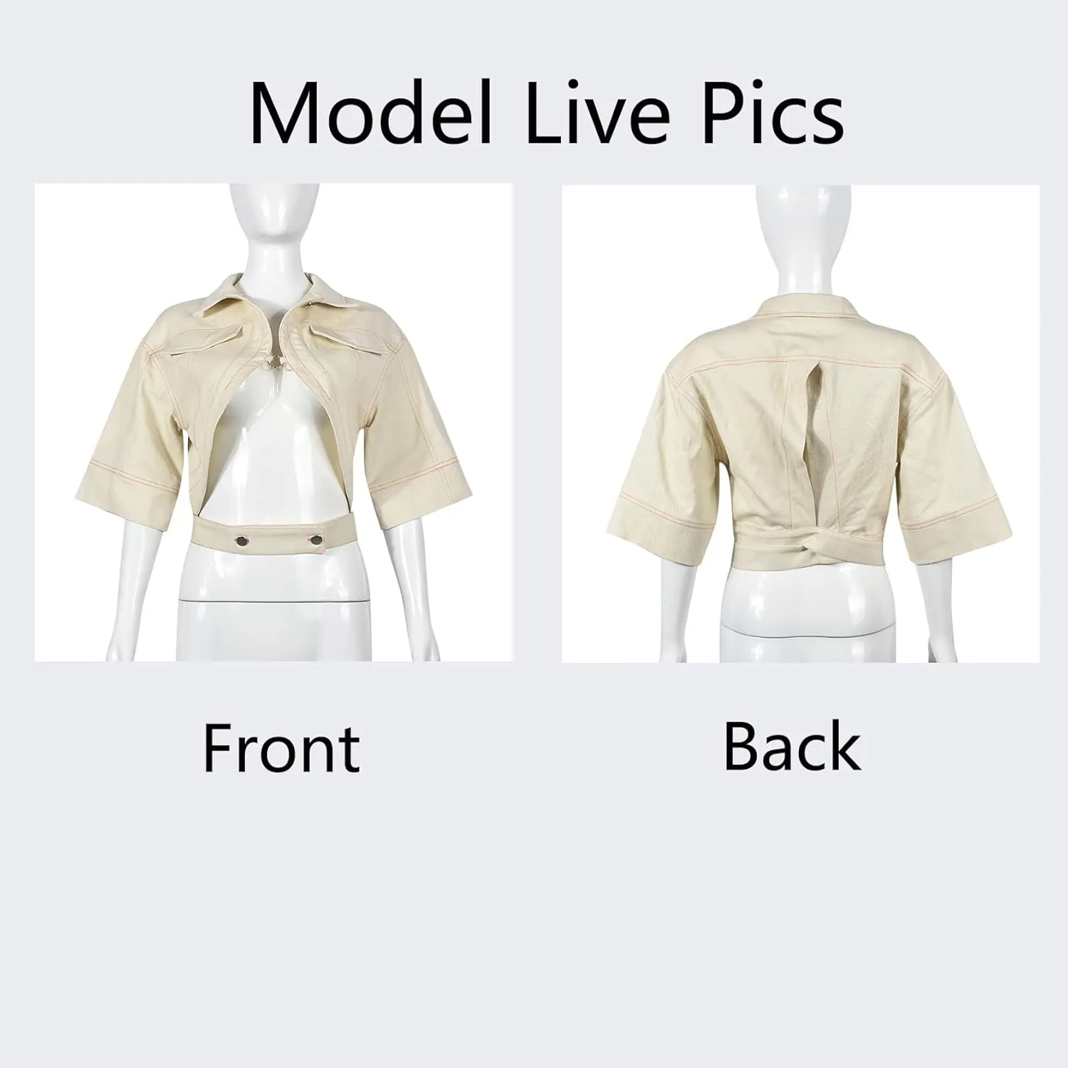 Casual Cropped Jacket Women Fall Fashion Short Sleeve Lace-up Coat Trendy Hollow Out Women's Clothes