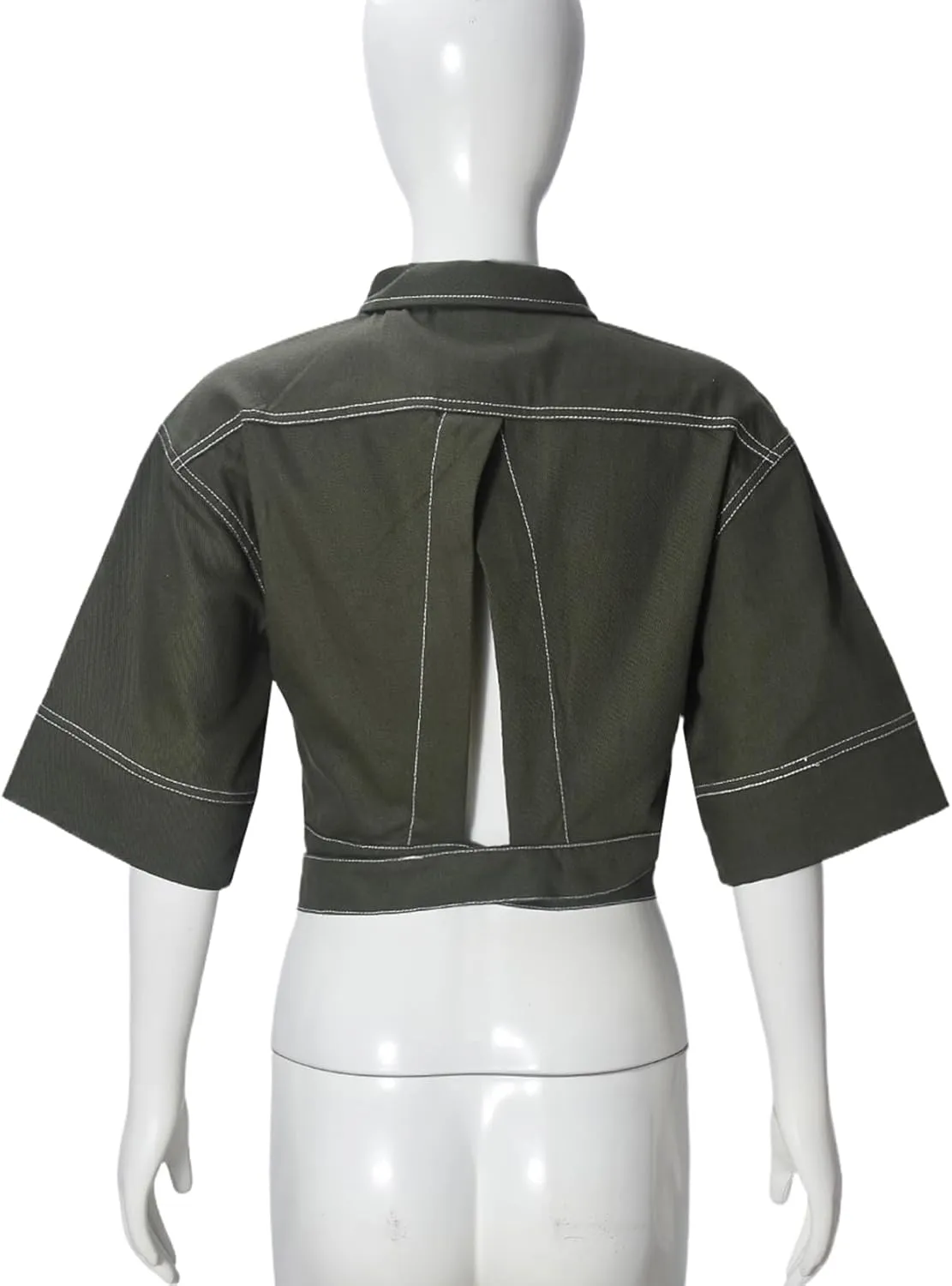 Casual Cropped Jacket Women Fall Fashion Short Sleeve Lace-up Coat Trendy Hollow Out Women's Clothes