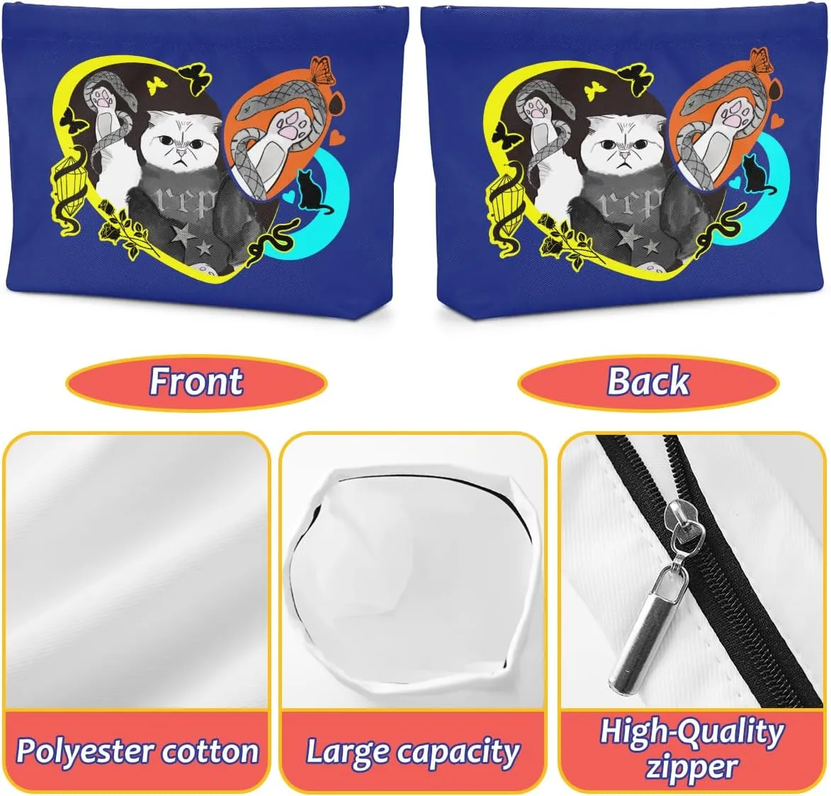 Cat Gifts for Cat Lovers Cute Cat Makeup Bag Inspired Music Lover Gifts Fan Singer Merch Friendship Gifts for Women Cat Mom Cat Lady Soul Sister Bestie Birthday Mothers Day Christmas Cosmetic Bag
