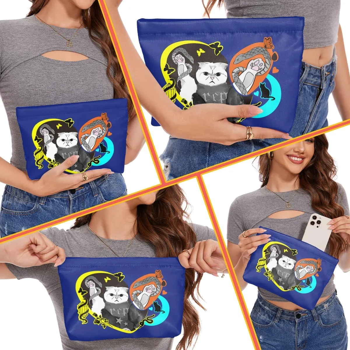 Cat Gifts for Cat Lovers Cute Cat Makeup Bag Inspired Music Lover Gifts Fan Singer Merch Friendship Gifts for Women Cat Mom Cat Lady Soul Sister Bestie Birthday Mothers Day Christmas Cosmetic Bag