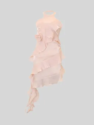 Champagne Irregular Glossy Dress