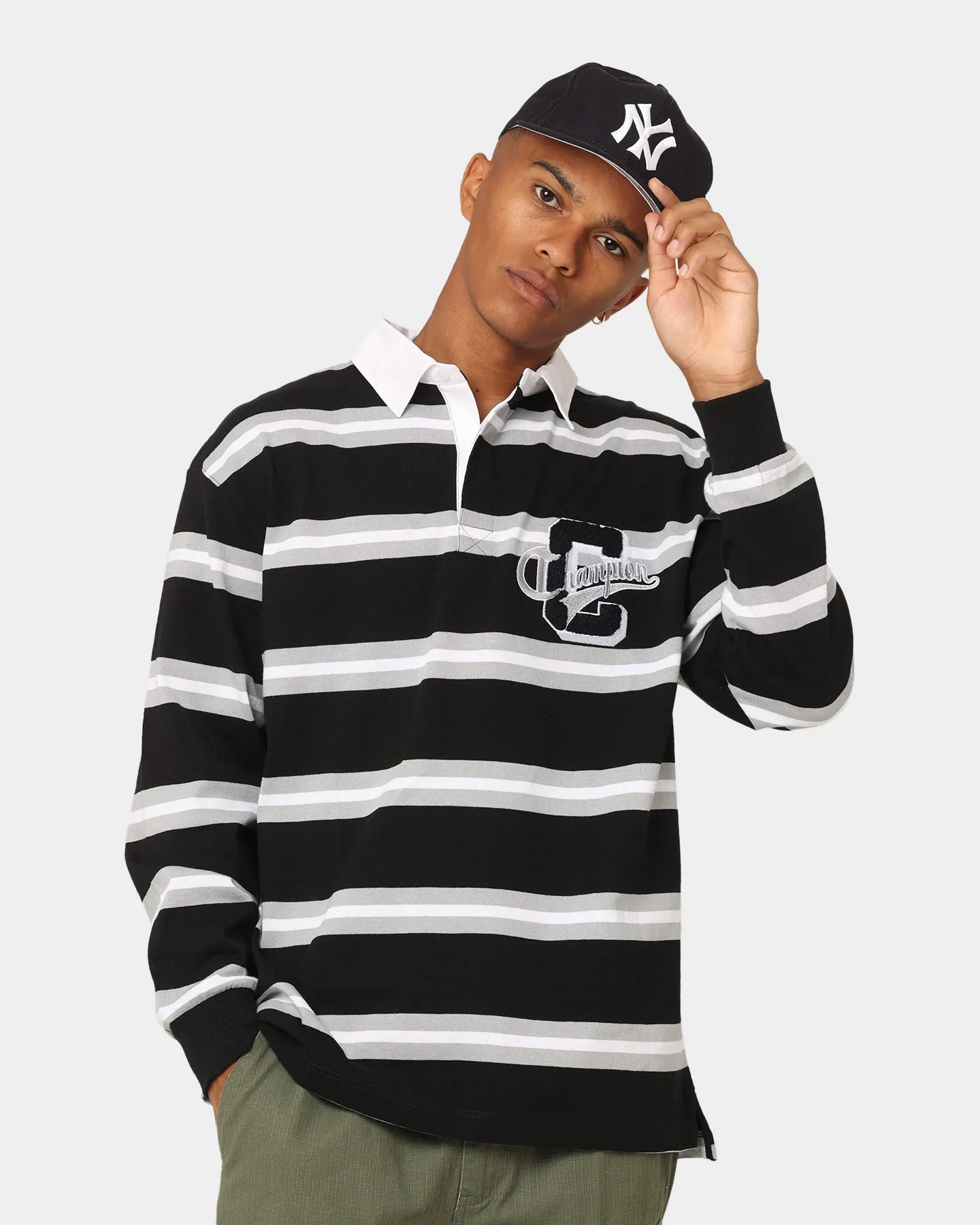 Champion Heritage Collegiate Rugby Polo Shirt Black/White