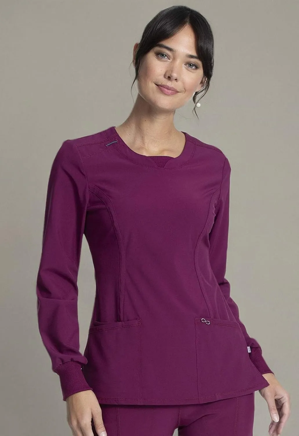 Cherokee Long Sleeve Scrubs for Women, 4-Way Stretch Performance Fabric CK781A