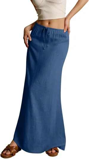 COTECRAM 2025 Women Long Skirt Summer Flowy Casual Lightweight Elegant Cocktail Party Wedding Flared A-Line Maxi Skirts
