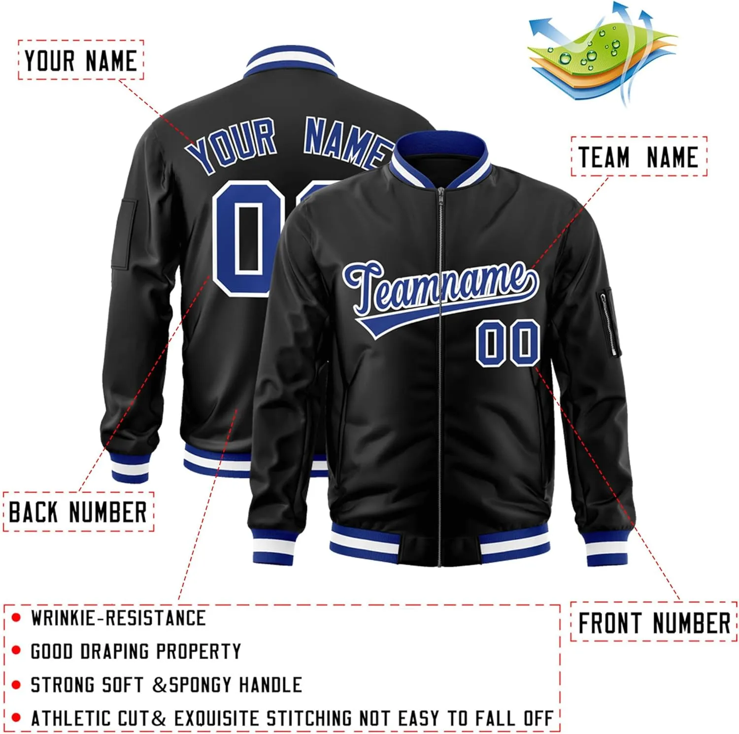 Custom Men's Fashion Varsity Jacket Casual Sportswear Zipper Letterman Jackets Stitched Letters Logo