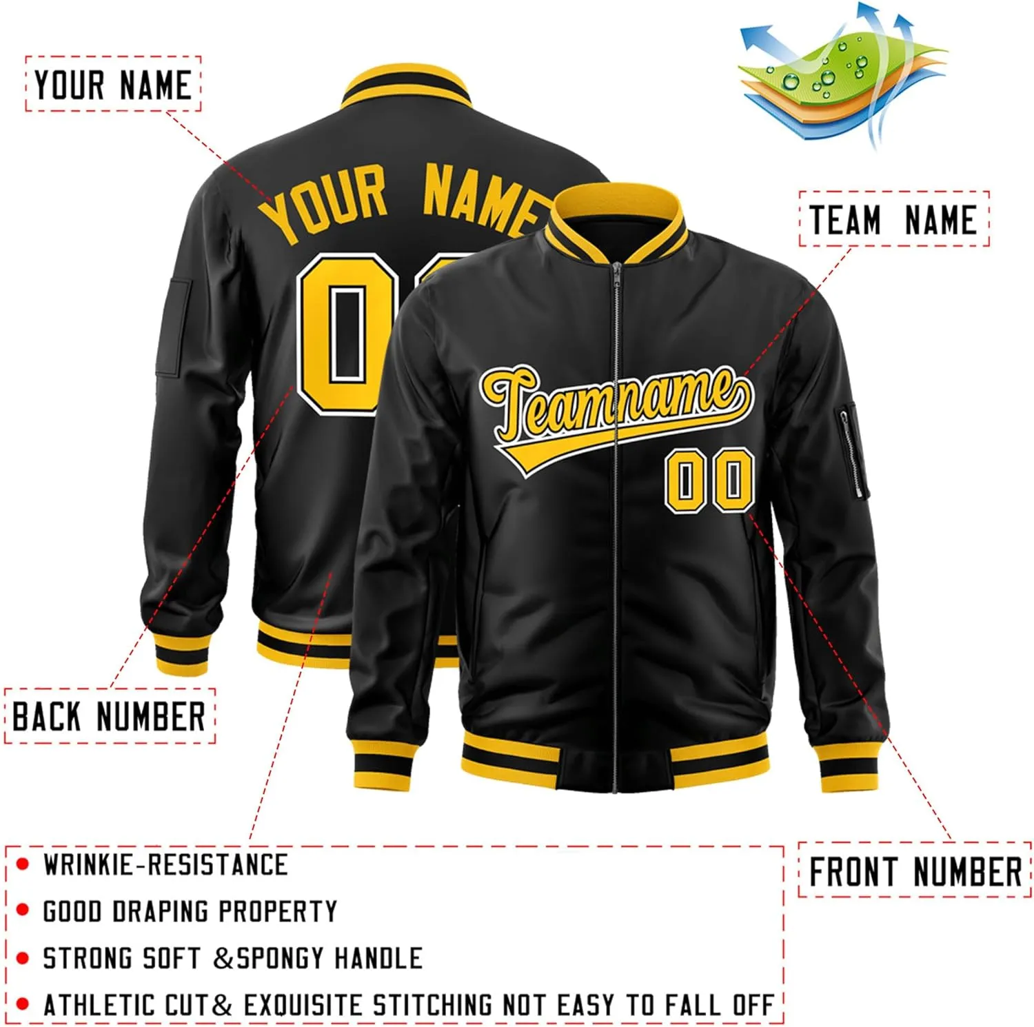 Custom Men's Fashion Varsity Jacket Casual Sportswear Zipper Letterman Jackets Stitched Letters Logo