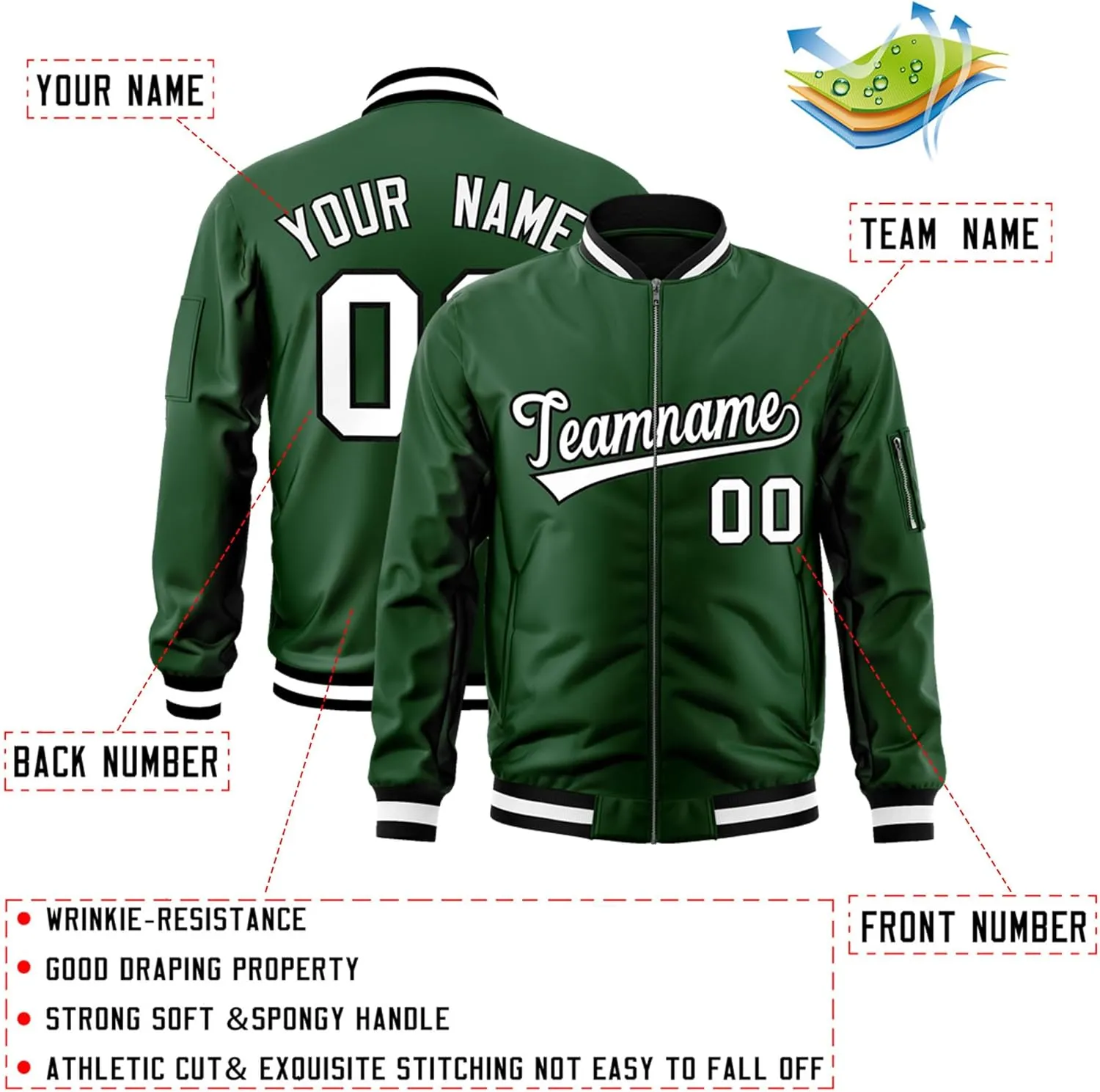 Custom Men's Fashion Varsity Jacket Casual Sportswear Zipper Letterman Jackets Stitched Letters Logo
