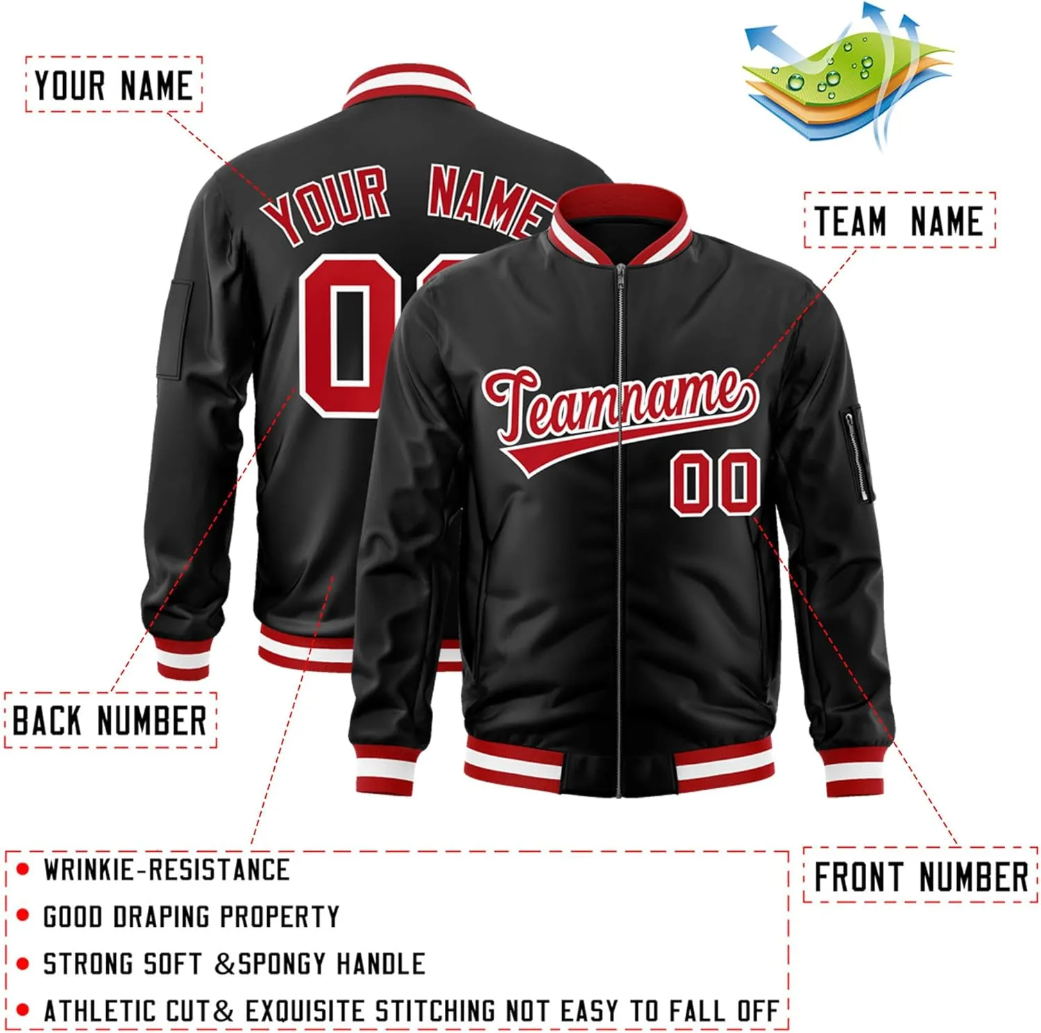 Custom Men's Fashion Varsity Jacket Casual Sportswear Zipper Letterman Jackets Stitched Letters Logo