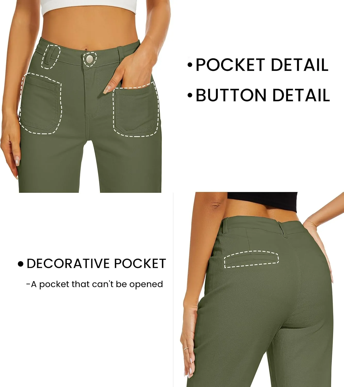 Denim Women Cropped Trousers Jeans Pants Leg Jeans High Rise Pants Stretchy with Pockets